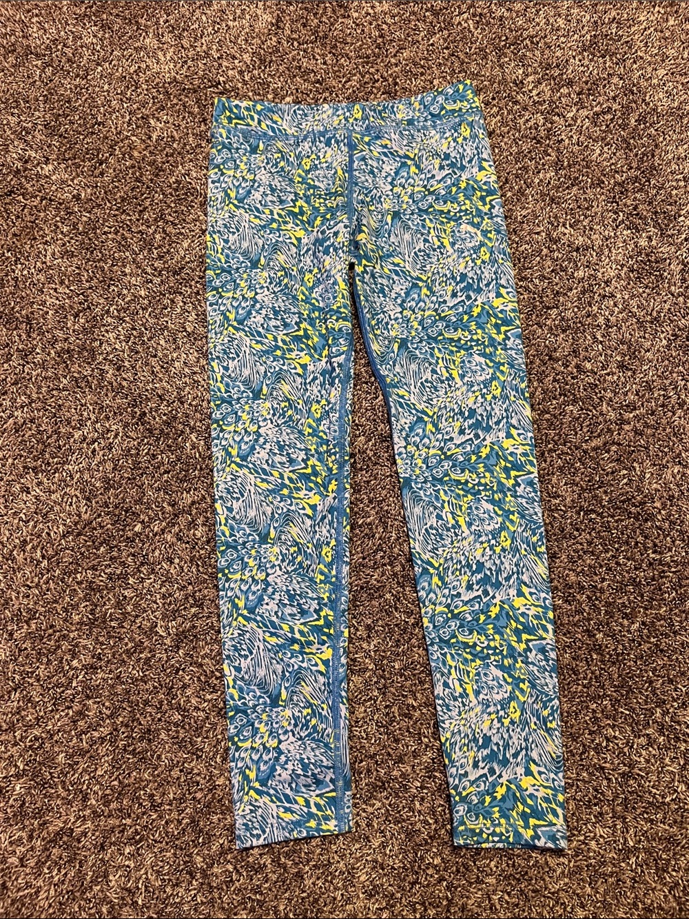 Puma Blue and Yellow Patterned Active Leggings